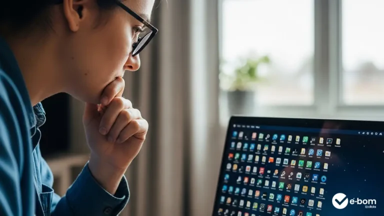 Usuário analisando lentidão e buscando como desinstalar um aplicativo do notebook para melhorar desempenho.